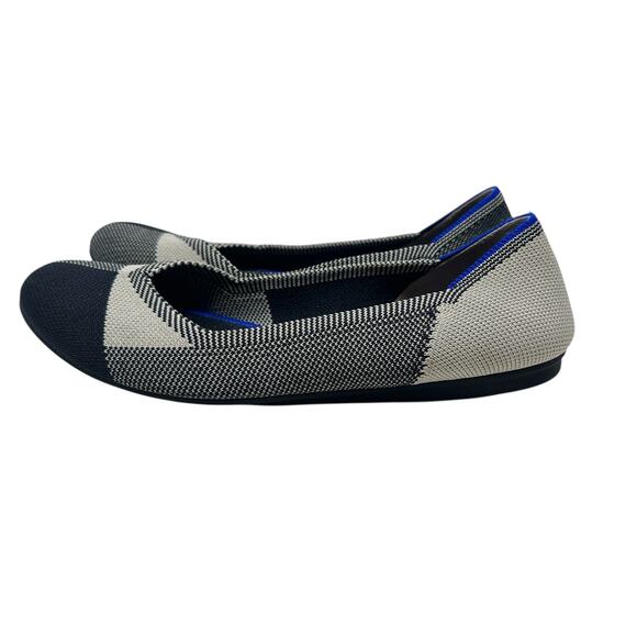 Rothy's The Flat Captoe Black‎ White Plaid Check Retired Ballerina Size 7 - Picture 11 of 14